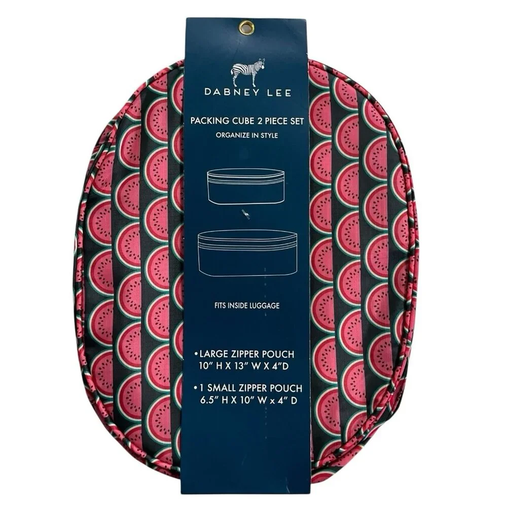 Dabney Lee Packing Cube Set Of 2 Red Watermelon Zipper Pouch Travel Vacation